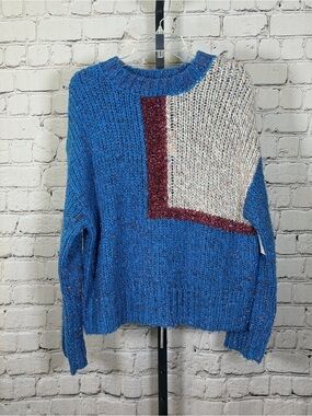 Prima Women's Multicolor Colorblock Long Sleeve Metallic Sweater Sz S New